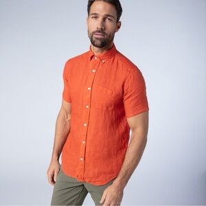 LINEN CLUB ROOM LARGE ORANGE MENS BUTTON UP SHIRT